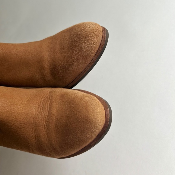 UGG Tan Suede Genuine Sheepskin Leather Heeled Ankle Boots size 10 - Picture 11 of 16